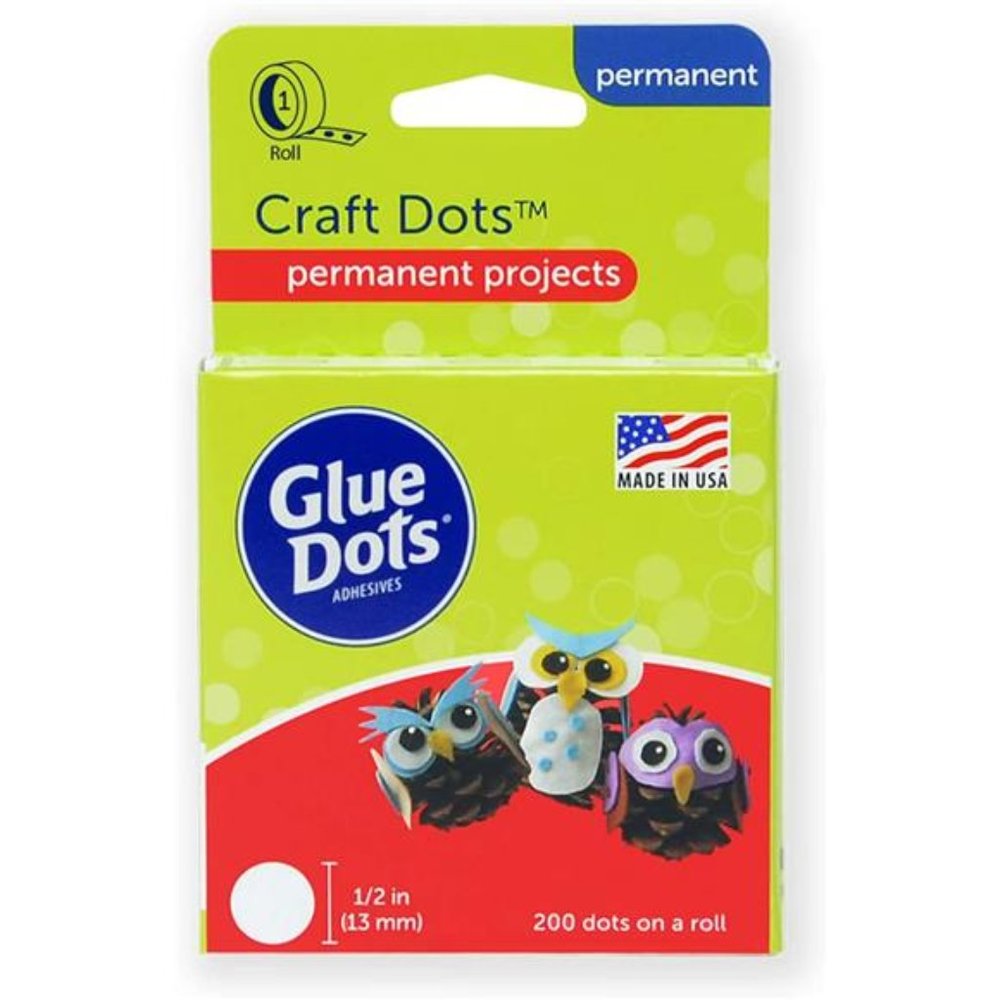 Glue Dots Craft Dots, Clear, Double-Sided, 1/2, Roll of 200